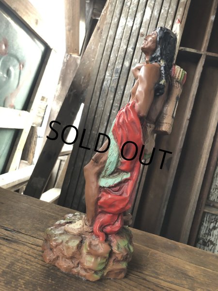 画像4: 70s Vintage Universal Statuary Native American Indian Warrior Statue 37cm (A036) (4)