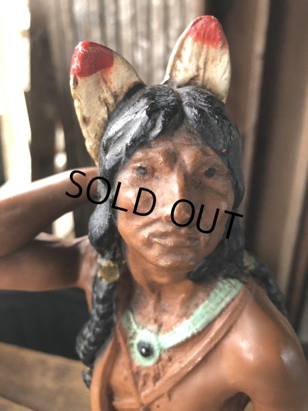画像9: 70s Vintage Universal Statuary Native American Indian Warrior Statue 37cm (A036) (9)