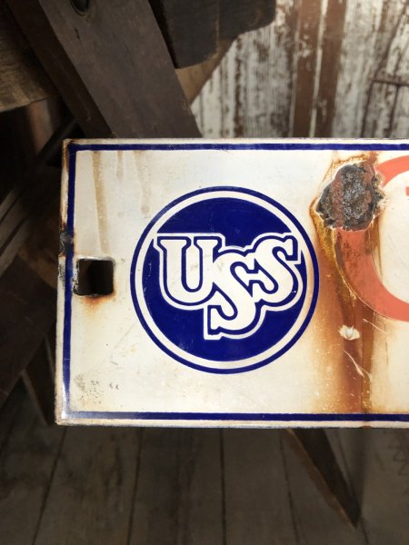 画像2: 50s Vintage USS Cyclone Fence Porcelain Sign (A058) (2)