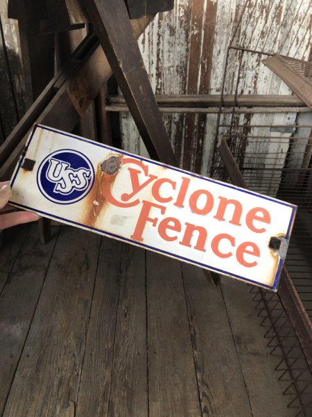 画像7: 50s Vintage USS Cyclone Fence Porcelain Sign (A058) (7)