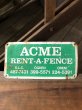画像1: Vintage Acme Rent-A-Fence Co Sign (A055) (1)