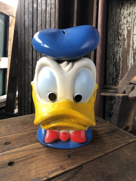 画像1: 70s Vintage Disney Donald Duck Face Coin Bank (A062) (1)