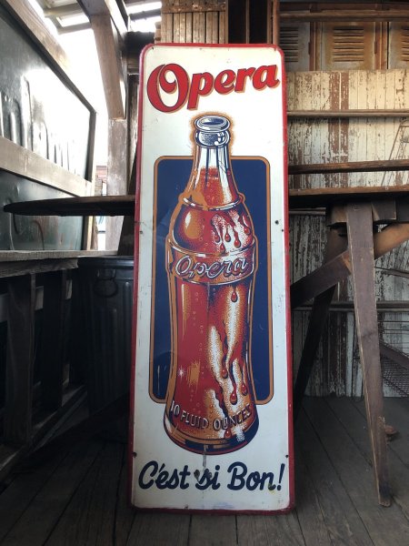 画像1: 40s Vintage Original OPERA Ornage Soda Pop Advertising Sotre Display Sign (A066) (1)