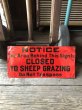 画像1: Vintage NOTICE  The Area Behind This Signls  CLOSED  TO SHEEP GRAZING  Do Not Trespass Sign (A061) (1)