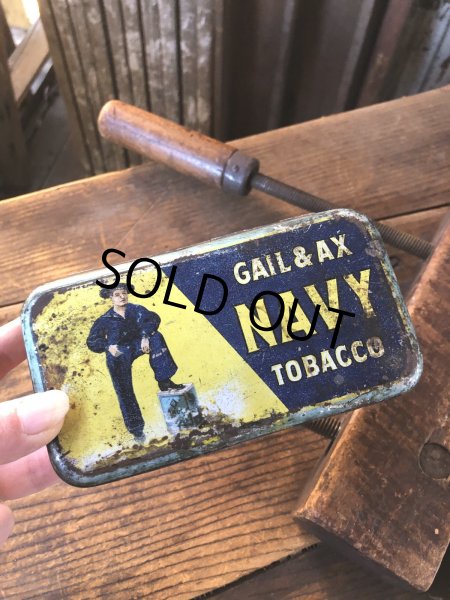 画像14: Early 1900s Antique GAIL & AX NAVY Tobacco Tin Can (A085)  (14)