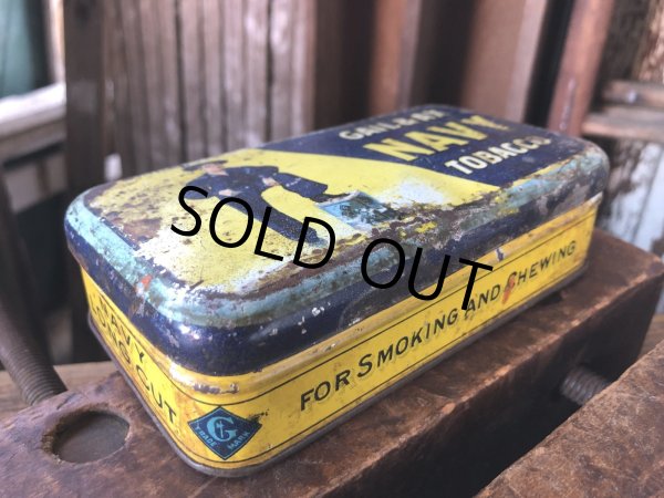 画像3: Early 1900s Antique GAIL & AX NAVY Tobacco Tin Can (A085)  (3)