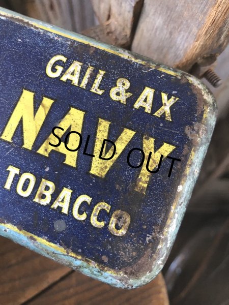 画像8: Early 1900s Antique GAIL & AX NAVY Tobacco Tin Can (A085)  (8)