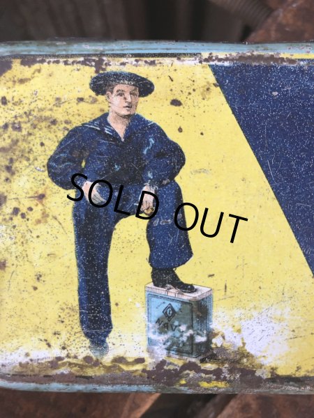 画像9: Early 1900s Antique GAIL & AX NAVY Tobacco Tin Can (A085)  (9)