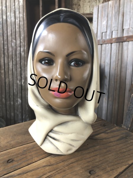 画像1: Vintage Mid-Century Marwal Chalkware Head Bust Statue (A089)  (1)