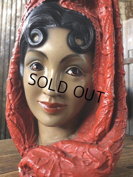 画像9: Vintage Mid-Century Marwal Chalkware Head Bust Statue (A088)  (9)