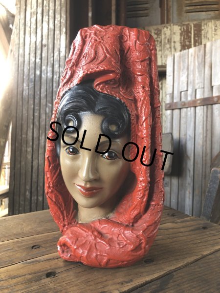 画像1: Vintage Mid-Century Marwal Chalkware Head Bust Statue (A088)  (1)