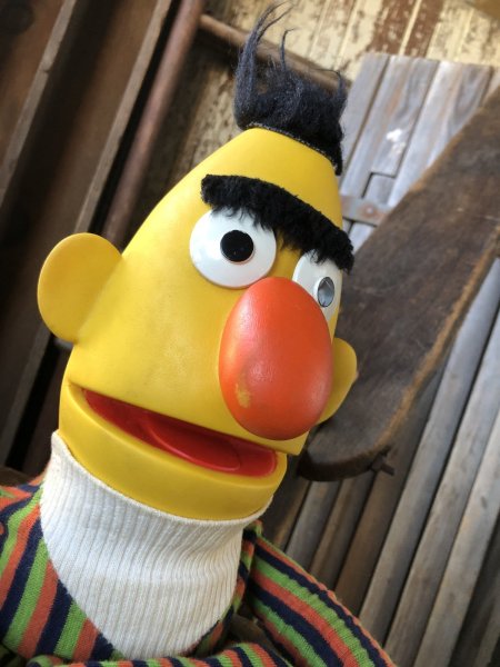 画像11: 70s Vintage Sesame Street Hand Puppet Doll Ernie Bert Large Version (A106)  (11)