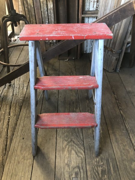 画像1: Vintage Wood Step Ladder (A132) (1)