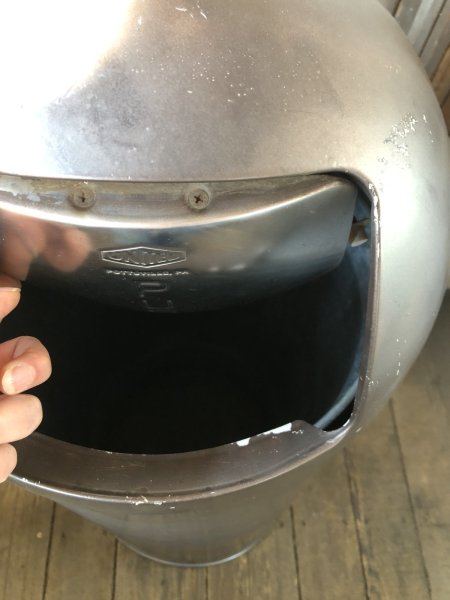 画像9: Vintage UNITED Pennsylvania Industrial Dome Top Torpedo Trash Can (A135) (9)