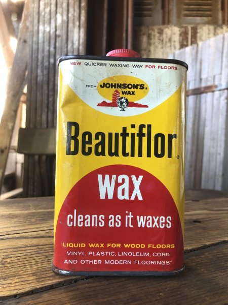 画像1: Vintage Oil Can JOHNSON'S Beautiflor Wax (A151) (1)