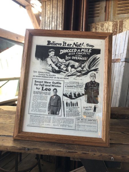 画像1: Vintage LEE WORK CLOTHES The H. D. Lee Company Magazine Advertising w/frame (A200) (1)