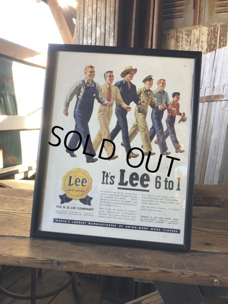 画像1: Vintage LEE WORK CLOTHES The H. D. Lee Company Magazine Advertising w/frame (A194) (1)