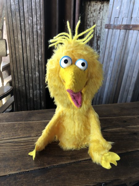 画像1: 80s Vintage Sesame Street Big Bird Hand Puppet Doll (A207) (1)