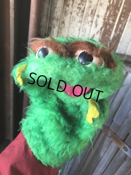 画像13: 70s Vintage Sesame Street Oscar The Grouch Hand Puppet Doll (A206) (13)