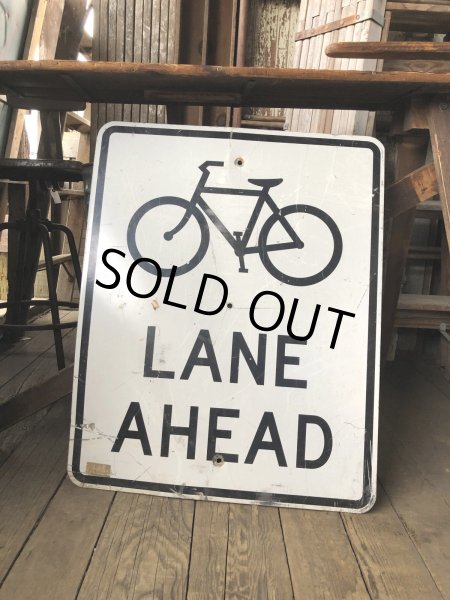 画像1: Vintage Road Sign LANE AHEAD (A213) (1)