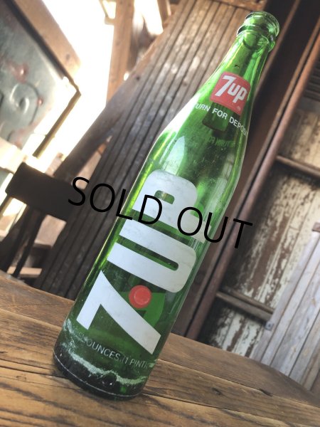 画像3: 70s Vintage 7UP Soda Green Glass Bottle 16FL OZ (A232)  (3)