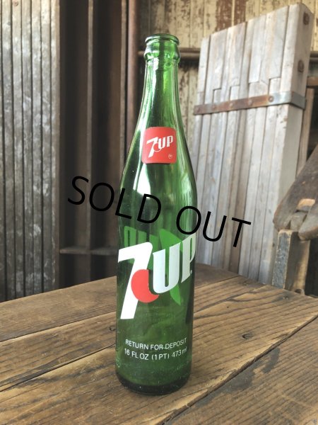 画像3: 70s Vintage 7UP Soda Green Glass Bottle 16FL OZ (A230)  (3)
