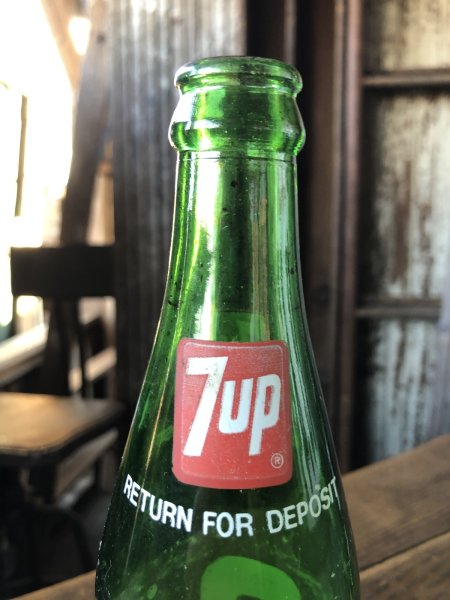 画像5: 70s Vintage 7UP Soda Green Glass Bottle 16FL OZ (A232)  (5)