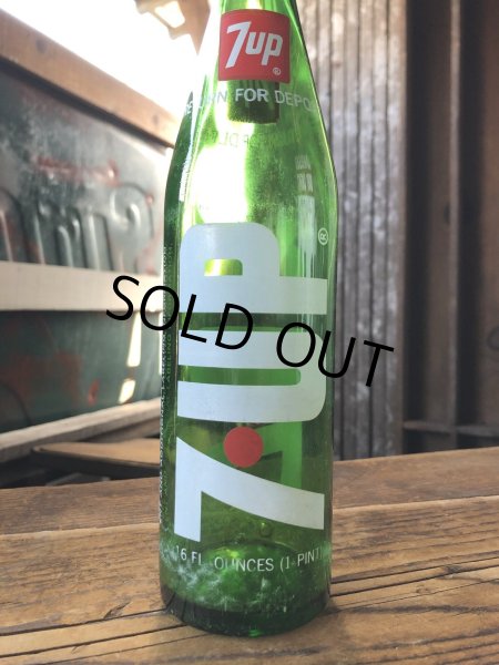 画像6: 70s Vintage 7UP Soda Green Glass Bottle 16FL OZ (A233)  (6)