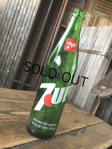 画像3: 70s Vintage 7UP Soda Green Glass Bottle 16FL OZ (A229)  (3)