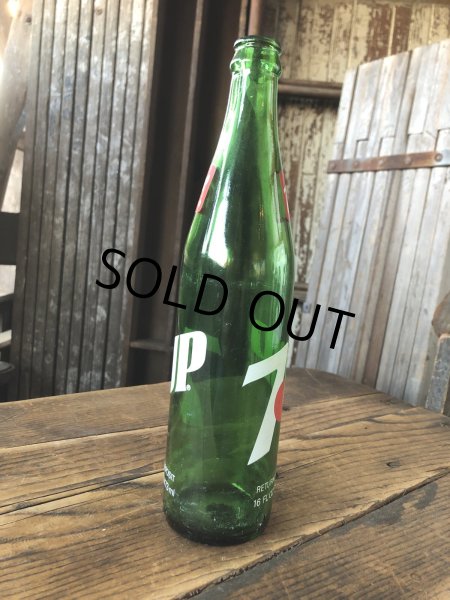 画像4: 70s Vintage 7UP Soda Green Glass Bottle 16FL OZ (A229)  (4)