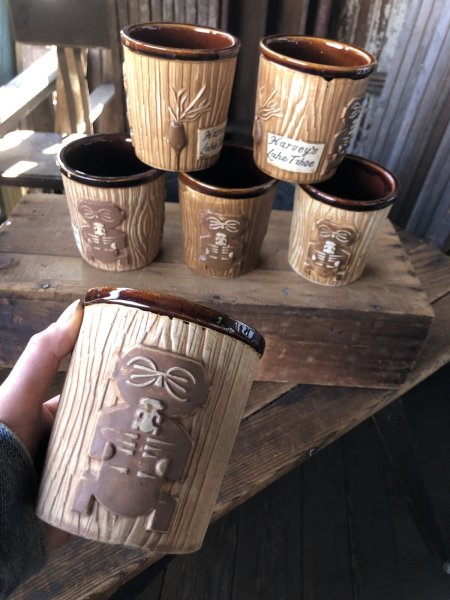 画像1: 60s Vintage Hawaiiana Harveys Lake Tahoe Tiki Barrel Mug (A239) (1)