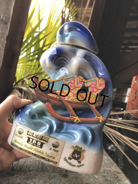 画像15: 70s Vintage Jim Beam for UNITED AIRLINES Hawaiian Open Golf Tournament Ceramic Decanter (A247) (15)