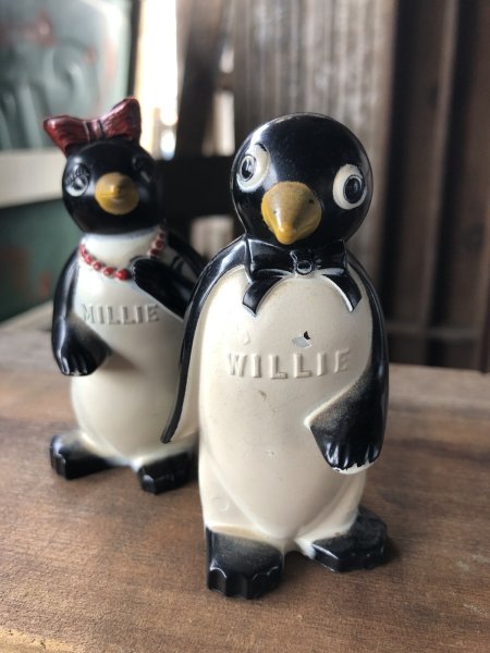 画像8: 50s Vintage Kool Cigarettes Advertising Millie and Willie Penguin Salt/Pepper Shakers (A252) (8)