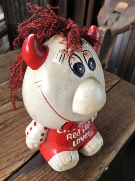 画像6: 70s Vintage Russ Berrie Wilbur Family Wilbur and Friends Ceramic Bank CAUTION Red Hot Lover (A312) (6)