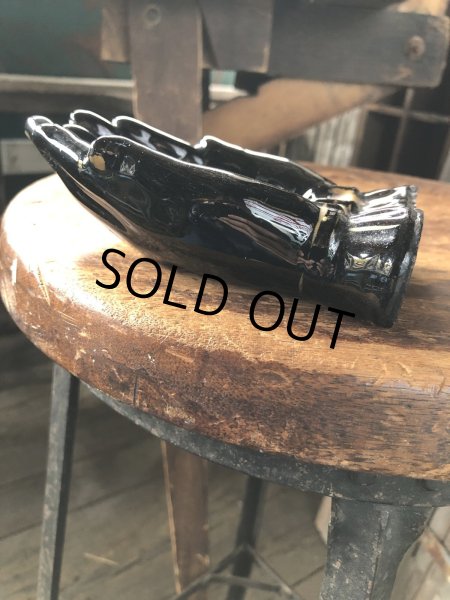 画像6: 50s Vintage Japan Porcelain Black Hand Ashtray Jewelry Trinket Bowl (A320) (6)