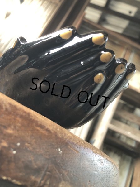 画像5: 50s Vintage Japan Porcelain Black Hand Ashtray Jewelry Trinket Bowl (A320) (5)