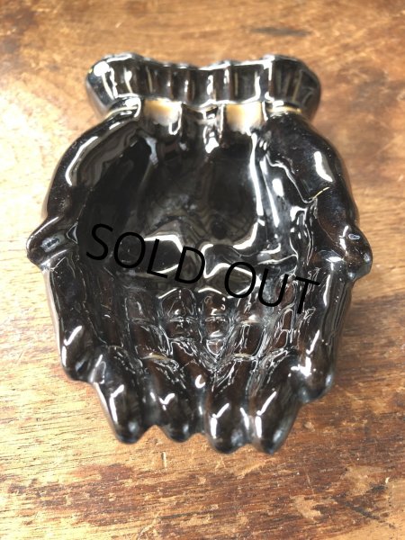 画像8: 50s Vintage Japan Porcelain Black Hand Ashtray Jewelry Trinket Bowl (A320) (8)