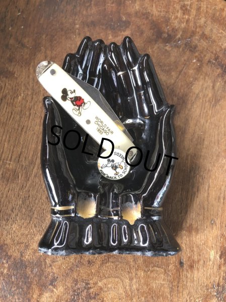 画像13: 50s Vintage Japan Porcelain Black Hand Ashtray Jewelry Trinket Bowl (A320) (13)