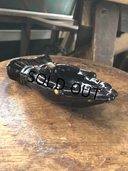 画像3: 50s Vintage Japan Porcelain Black Hand Ashtray Jewelry Trinket Bowl (A320) (3)