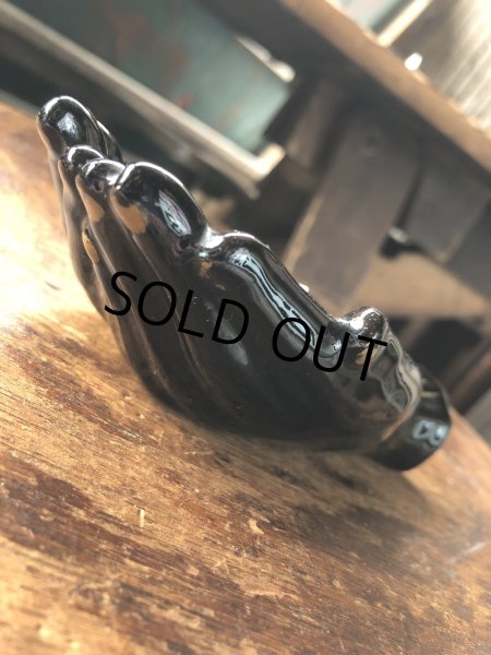 画像4: 50s Vintage Japan Porcelain Black Hand Ashtray Jewelry Trinket Bowl (A320) (4)