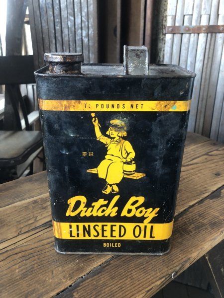 画像1: Vintage Dutch Boy Paint Linseed Oil 7 3/4 Can (A322) (1)