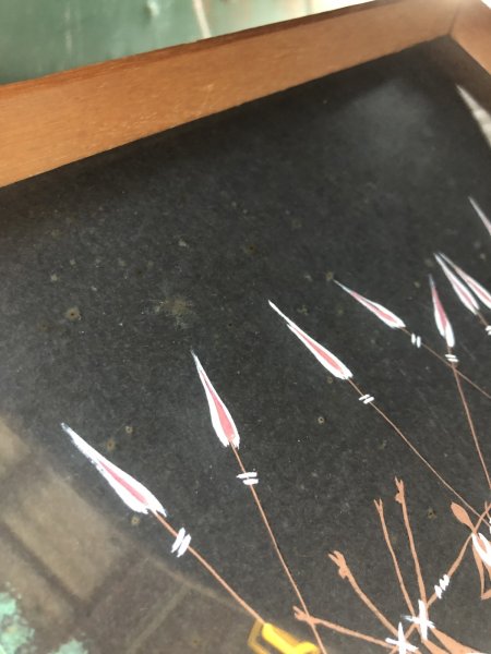 画像15: 50s Vintage MCM African Tribal Art w/Frame SET (A358) (15)