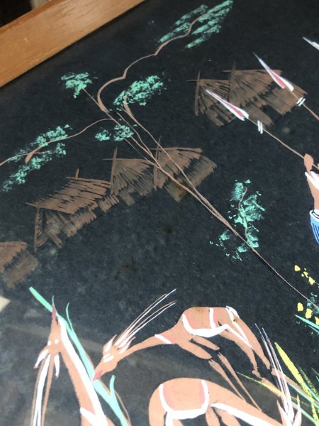 画像25: 50s Vintage MCM African Tribal Art w/Frame SET (A358) (25)