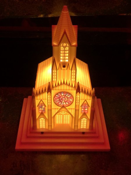 画像17: 50s Vintage Raylite Lighted Musical Windup Church (A382) (17)