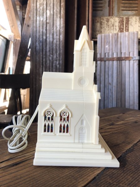 画像8: 50s Vintage Raylite Lighted Musical Windup Church (A382) (8)