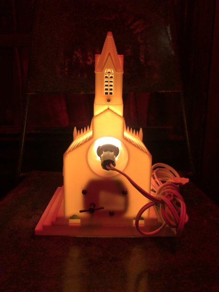 画像19: 50s Vintage Raylite Lighted Musical Windup Church (A382) (19)