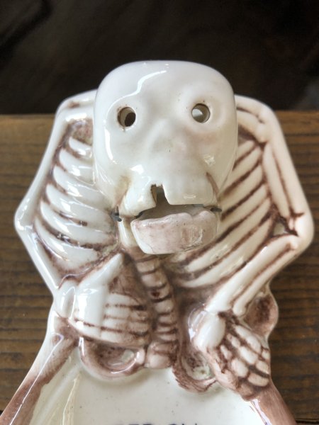 画像15: Vintage Nodding Skeleton KEEP ON SMOKING Ceramic Ashtray Made in JAPAN (A388) (15)