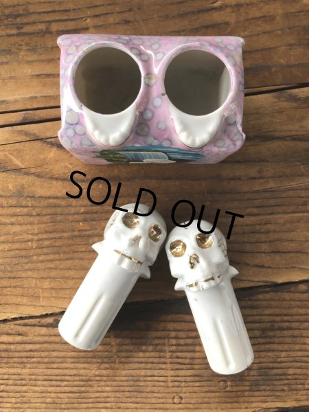 画像9: Vintage Nodding Skulls Salt and Pepper Ceramic Shakers Made in JAPAN (A389) (9)