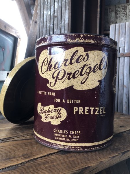 画像3: Vintage Charles Chips Advertising Pretzels Tin Can (A392) (3)