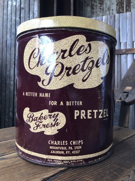 画像8: Vintage Charles Chips Advertising Pretzels Tin Can (A392) (8)